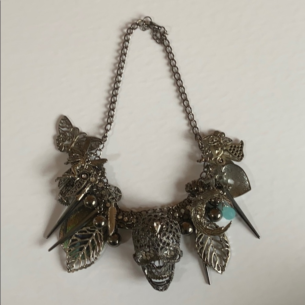 Boho Skull Charm Statement Necklace Jewelry